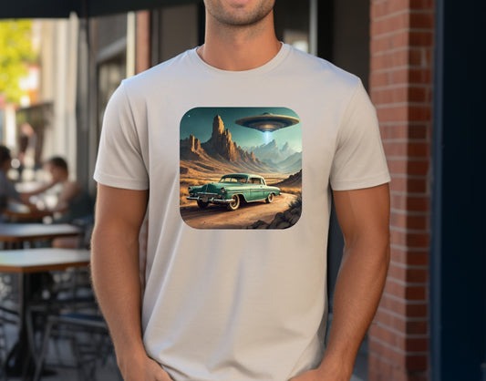 Retro UFO over Desert T-Shirt
