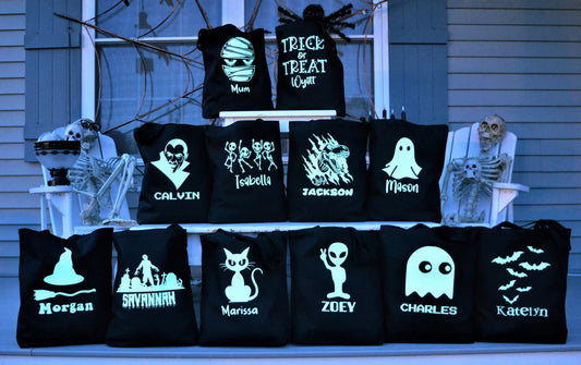 Personalized GLOW in the Dark TRICK or TREAT Bag