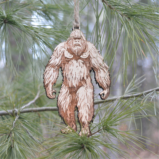 Bigfoot Sasquatch Wood Ornament, Cryptid Gift