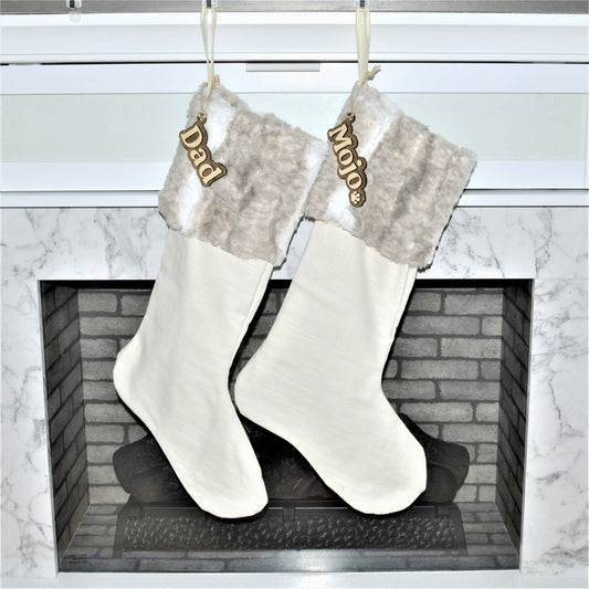 Personalized WHITE WOLF Christmas Stocking