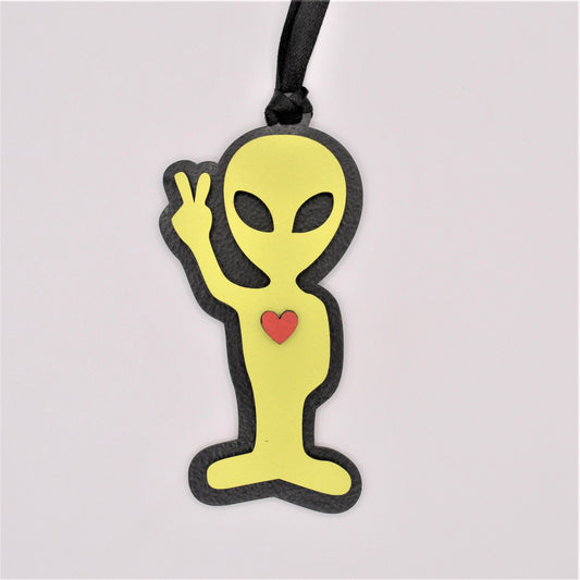 Peace and Love ALIEN Christmas Ornament