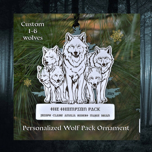Personalized Wolf Pack Family Christmas Ornament